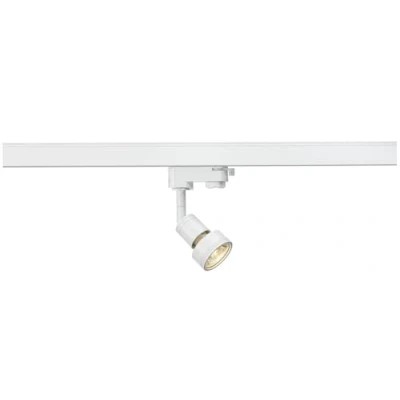Abbildung von SLV PURI LED Schienen Strahler, Dreh und schwenkbarer 3 Phasen Spot, Deckenstrahler, Deckenleuchte, Schienensystem, Innenbeleuchtung GU10, weiß, inkl. 3Phasen Adapter