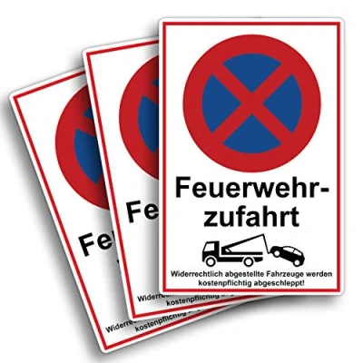 Abbildung von 3 Stück XXL Feuerwehrzufahrt Einfahrt freihalten Schild 30 x 40 cm aus stabiler PVC Hartschaumplatte 5 mm parken verboten mit UV Schutz von STROBO