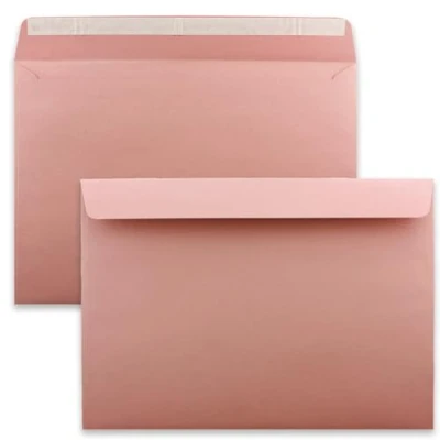 Abbildung von 10x große XXL Briefumschläge DIN C4 in Alt Rosa 22,9 x 32,4 cm Haftklebung ohne Fenster Versandtasche für A4 geeignet