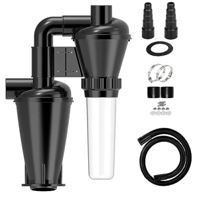 Abbildung von Doppelte Filtration und Zyklon Staubsammler für Holzbearbeitung DIY mit 50mm/2&#039;&#039; Turbolader Filter Shop Vakuum Flansch Sammlung (Vollständige (dual))