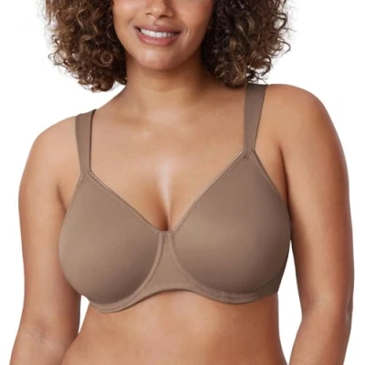 Abbildung von DELIMIRA Damen T Shirt Minimizer BH mit Bügel Große Größen Ohne Gepolstert Braun Lila 95C