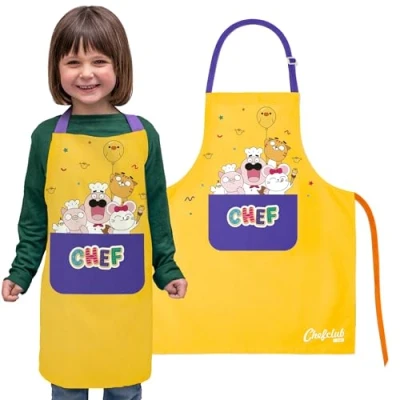 Abbildung von CHEFCLUB KIDS Unisex Kinder Kinderschürze aus Baumwolle Schürze, Gelb, Einheitsgröße