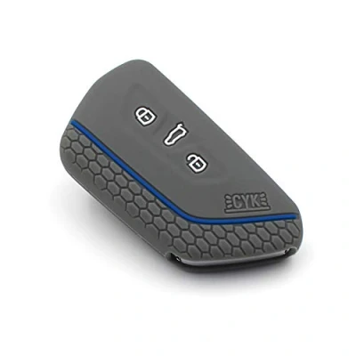 Abbildung von Schlüssel Hülle VF für 3 Tasten Auto Silikon Cover Schlüsselhülle Etui Schutzhülle (Aschgrau Blau)