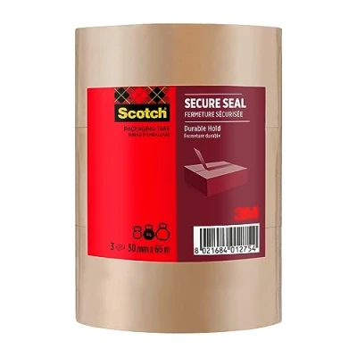 Abbildung von Scotch Verpackungsklebeband für einen sicheren Verschluss, Braun, 50 mm x 66 m, 3 Rollen/Packung