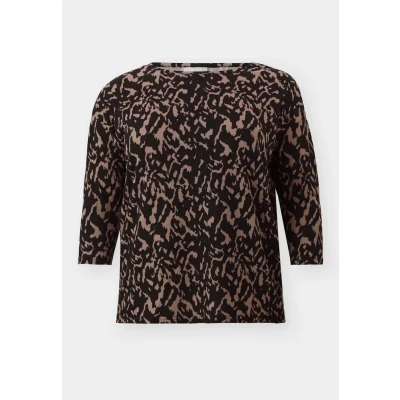 Abbildung von ONLY CARMAKOMA Damen CARALBA 3/4 TOP NOOS Langarmshirt, Black/AOP:BEIGE Graphic Eight, 50 52