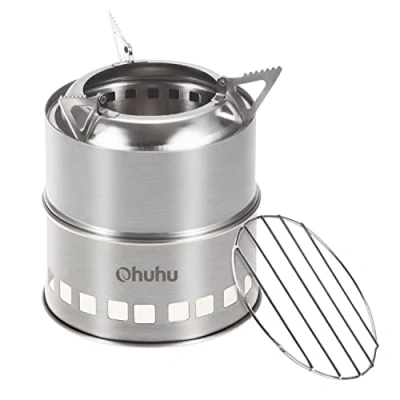 Abbildung von Hobo Kocher Camping Outdoor Ofen, holzofen Stove aus Edelstahl mit Tragetasche für BBQ Picknick Wandern Reisen