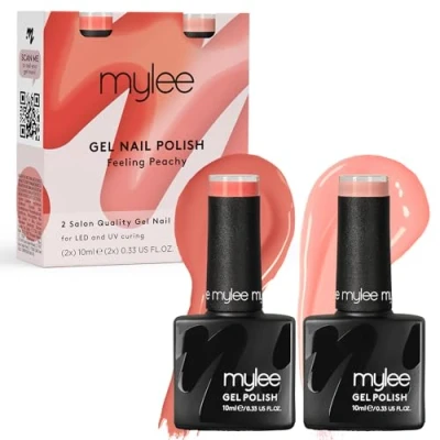 Abbildung von MyGel von MYLEE Feeling Peachy Duo Gel Nagellack Set 2x10ml UV/LED Nail Art Maniküre Pediküre für den Professionellen Einsatz im Wohnzimmer und zu Hause Langlebig Einfach Anzuwenden