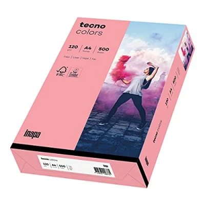 Abbildung von Inapa farbiges Druckerpapier, buntes Papier tecno Colors: 120 g/m², A4, 250 Blatt, rosa