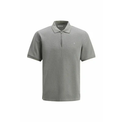 Abbildung von Jack &amp; Jones Jjeaustin ZIP SS SN Poloshirt, Herren, Größe: Medium, Ultimate grey