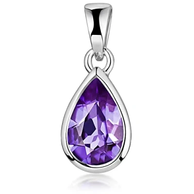 Abbildung von Materia Amethyst Anhänger Tropfen Kettenanhänger Silber 925 Lila KA 274
