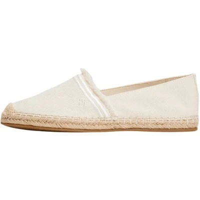 Abbildung von Tommy Hilfiger Damen Espadrilles Fringe Canvas Closed mit Logo, Elfenbein (Muslin), 42