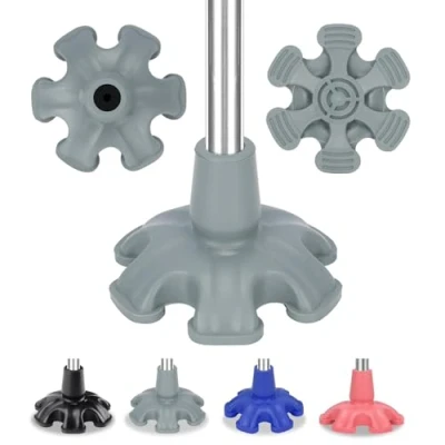 Abbildung von supregear Stock Spitze, 19 mm Eigenständig Schwere Gummi Ersatz für Gehstock Stall Sechs Punkte Rutschfest Spitze Klappbarer Spazierstock Zubehör Fußpolster, Grau