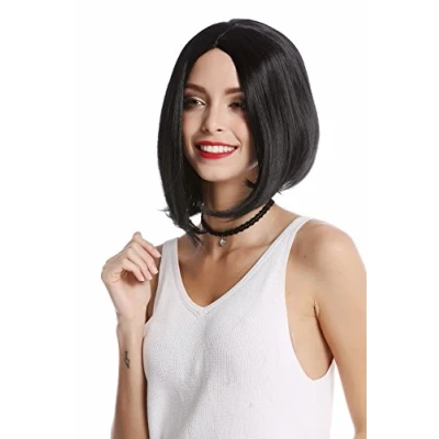 Abbildung von WIG ME UP YZF 4370 1 Perücke Damenperücke kurz schulterlang Longbob Mittelscheitel glatt schwarz tiefschwarz