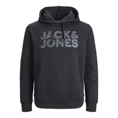 Abbildung von JACK &amp; JONES Herren Hoodie Kapuzenpullover Pullover Hoody JJECORP S M L XL XXL, Größe:XL, Farbe:Black Large Print/W Black 12152840
