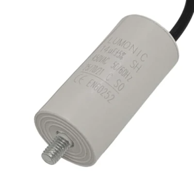 Abbildung von Lumonic Anlaufkondensator mit Kabel I 14µF 450V 34x70mm 14uF Motorkondensator Kunststoffgehäuse Betriebskondensator für Pumpen, Rasenmäh