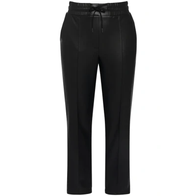 Abbildung von Ulla Popken Damen große Größen Übergrößen Plus Size 7/8 Hose, Lederoptik, Biesen, Elastikbund schwarz 50 813370130