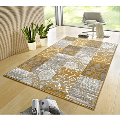 Abbildung von Hanse Home Gloria Teppich 160x230cm Wohzimmerteppich Mehrfarbig Modern Velours Schlafzimmerteppich für Flur, Esszimmer, Schlafzimmer, Kinderzimmer, Wohnzimmer, Küche Mustard