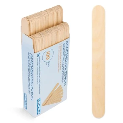 Abbildung von 100x Eisstiele aus Holz, ARNOMED Holzstäbchen zum Basteln, Holzspatel 15x1,8cm, Holzspachtel DIY, Eisstäbchen Einweg Spatel für Kosmetik, Holzspachtel, Bastel Zubehör