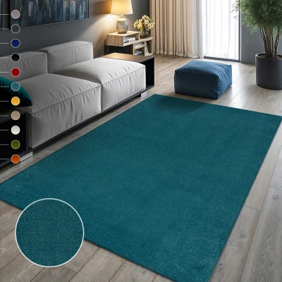 Abbildung von SANAT Kurzflor Teppich Wohnzimmer Uni Modern Teppiche fürs Schlafzimmer, Arbeitszimmer, Büro, Flur, Kinderzimmer und Küche Dunkelblau, 120 x 170 cm