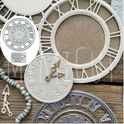 Abbildung von lilyshopingstore Kreisförmige Metall Stanzformen, Motiv: Frohe Weihnachten, Blume, Uhr, Zahlen, Stanzschablonen, DIY, Scrapbooking, Fotoalbum, dekorative Prägung, Papier, Kartenherstellung