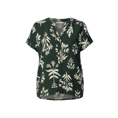 Abbildung von Street One Studio Gemusterte Kurzarm Bluse, Damen, Größe: 38, Grün