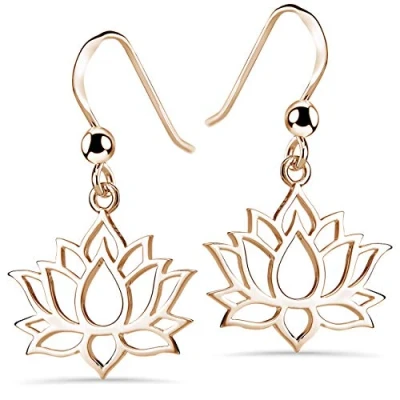 Abbildung von MATERIA Rosegold Ohrringe Blume hängend 925 Silber Ohrhänger Lotusblüte vergoldet SO 73 Rose