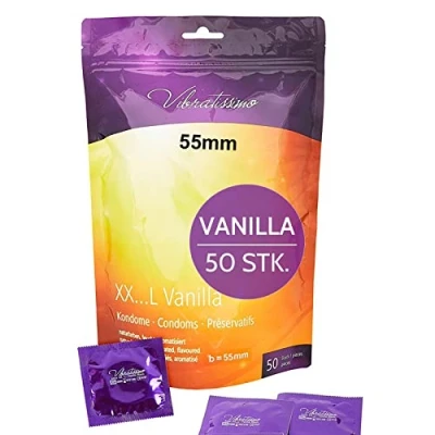 Abbildung von VIBRATISSIMO Kondome XXL Vanilla 50er Pack I Premium mit Aroma Condoms for Men Vanille dünner Wandstärke &amp; aromatisiert b=55mm