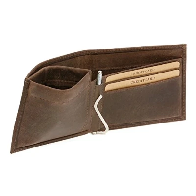 Abbildung von LEAS Dollar/Money Clip Geldscheinklammer mit Schnapp Kleingeldfach Echt Leder, braun Vintage Collection