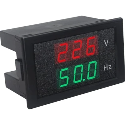 Abbildung von KETOTEK Frequenzmesser 50hz Voltmeter Digitaler 45 65 Hz AC 80 300V Spannungsmesser Generator Doppelanzeige LED Panel Volt Meter 230V (Schwarz)