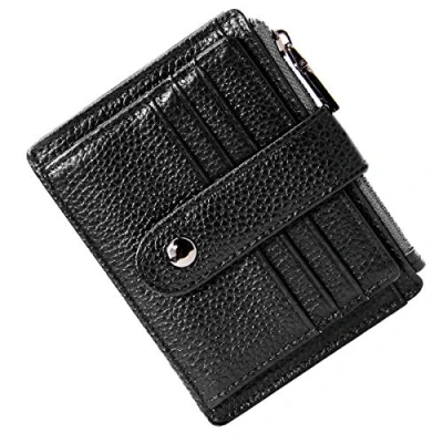 Abbildung von BTNEEU Kreditkartenetui Damen Echtes Leder Geldbörse Klein RFID Schutz Kartenetui mit Münzfach Herren Geldbeutel Mini Portemonnaie Visitenkartenetui Slim Card Holder 9 Kartenfächer (Schwarz)