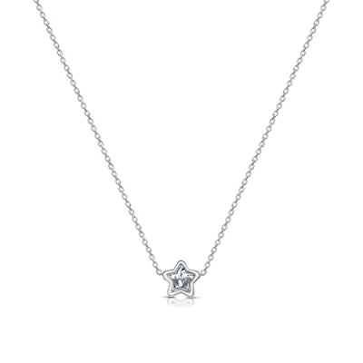 Abbildung von Amberta Damen Solitär Halskette aus 925 Sterling Silber mit AAA Zirkonia: CZ Simulierte Diamant Stern