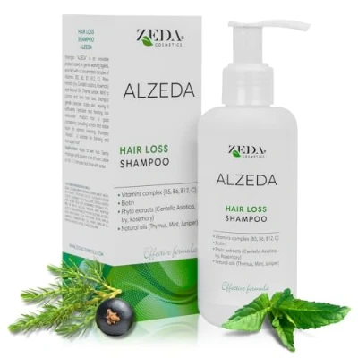 Abbildung von ALZEDA Anti haarausfall shampoo 200ml mit Biotin, Rosmarin, Vitamin C, B12, B komplex, Minze Haarverlust haarwachstum für Männer und Frauen Haarwuchs hair loss