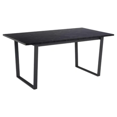Abbildung von AC Design Furniture Albert Esstisch mit Schwarzem Marmoroptik und Schwarzen Metallbeinen, Industriestil, Rechteckiger Küchentisch für 6 Personen, B: 160 x H: 74 D: 90 cm