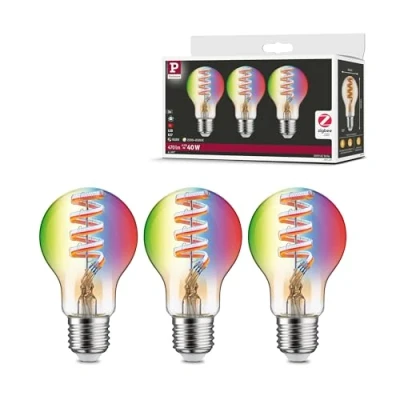 Abbildung von Paulmann 29163 Filament 230V Smart Home Zigbee LED Birne 3x470lm 3x6,3W RGBW+ dimmbar Gold Leuchtmittel, 3er Pack