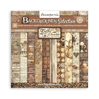 Abbildung von Scrapbooking Small Pad 10 sheets cm 20,3X20,3 (8&quot;X8&quot;) Backgrounds Selection Coffee and Chocolate