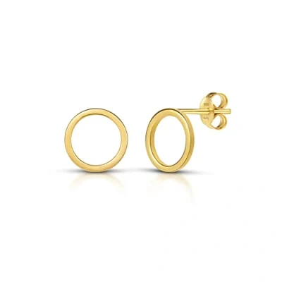 Abbildung von Amberta Damen Minimalistische Ohrstecker aus 925 Sterling Silber: Vergoldete Mittelgroße mit Umfang