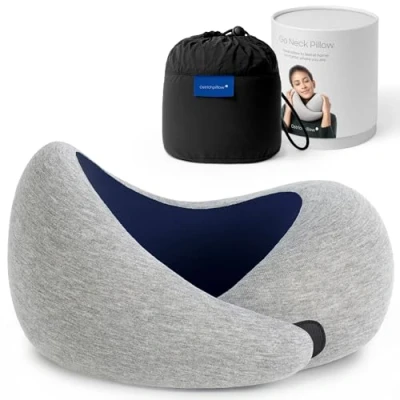 Abbildung von Ostrichpillow Go Neck Pillow Reisekissen mit Memory Foam, 360º Ergonomisches Design, Asymmetrische Seiten, Reisetasche Inklusive, Waschbarer Modal Bezug