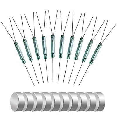 Abbildung von Gebildet 10pcs 4W 3Pin Glas Reedkontakt Reedschalter Schließer N/O N/C SPDT, Magnetischer Induktionsschalter (2.5mmx14mm)+10pcs Magnetstück