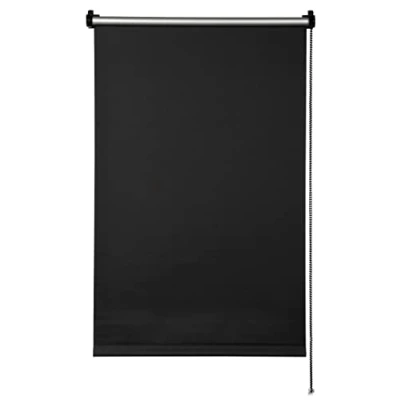 Abbildung von Deco Company Thermo Rollo ohne Bohren mit Rückseite, Klemm Montage, Höchste Lichtreflektion, Energiesparend, Lichtundurchlässig, Alle Montage Teile inklusive, Schwarz, 100 x 150 cm