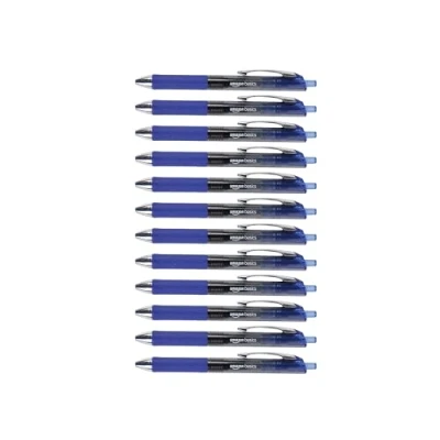 Abbildung von Amazon Basics Einziehbare Gelschreiber, Feiner Punkt (0,7 mm), Blau, 12 Stück, 1er Pack