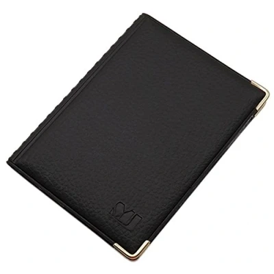 Abbildung von Exclusives Ausweisetui / Ausweishülle Kreditkartenetui mit Schutzecken aus Metall 4 Fächer MJ Design Germany Made in EU Designs (Design 3 Schwarz)
