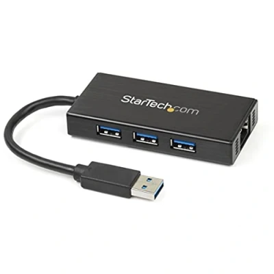Abbildung von StarTech.com 3 Port USB 3.0 Hub mit Gigabit Ethernet Adapter aus Aluminium Kompakter USB3 GbE