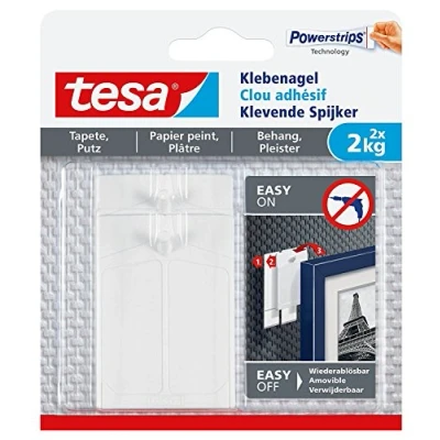 Abbildung von tesa Klebenagel für Tapeten und Putz, verstellbar (2 kg / 6 Nägel [3er Pack])
