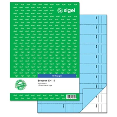 Abbildung von SIGEL BO115 Bonbuch Bonblock 2fach, 1000 Abrisse blau, A4, 2x50 Blatt