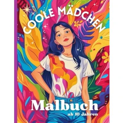 Abbildung von Coole Mädchen Malbuch ab 10 Jahren: für Kinder und Jugendliche Kreativität Entspannung Ausmalbuch Großformat A4 52 Malvorlagen