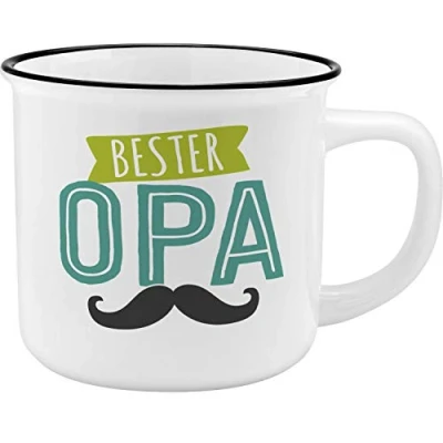 Abbildung von GRUSS &amp; CO Becher Motiv &quot;Opa&quot; New Bone China Porzellan, Emaille Optik, 35 cl Geschenk Opa, Geburtstag, Tasse mit Spruch 45767