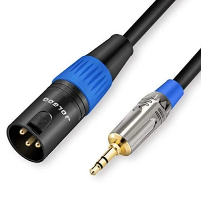 Abbildung von JOLGOO 3,5 mm auf XLR Kabel, unsymmetrischer 1/8 Zoll Stereostecker Stecker Mikrofonkabel, kompatibel mit iPhone, iPod, Computer, Videokamera und mehr, 3 m