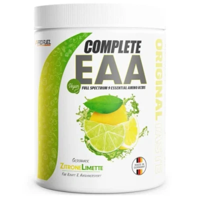 Abbildung von EAA Pulver 500g ZITRONE LIMETTE 12.500mg essentielle Aminosäuren, unglaublich lecker &amp; erfrischend COMPLETE mit allen 9 EAAs inkl. Histidin vegan Aminosäuren Amino Workout Drink