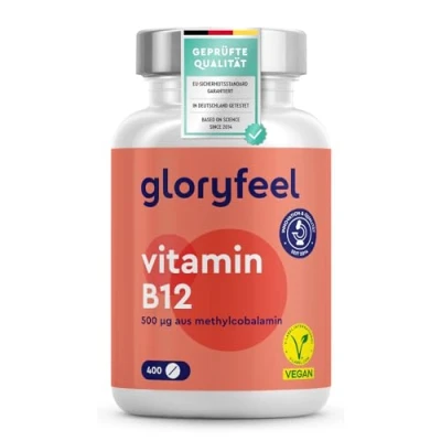 Abbildung von Vitamin B12 Vegan 400 Tabletten (+1 Jahr) 500µg Methylcobalamin Gegen Müdigkeit und Erschöpfung* Hochdosiert, laborgeprüft, ohne Zusätze &amp; Folat in Deutschland hergestellt
