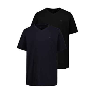 Abbildung von JP 1880 Herren große Größen Übergrößen Menswear L 8XL JP1880 T Shirts, Basic, 2er Pack, V Ausschnitt, Halbarm, bis 8 XL schwarz XXL 711318130